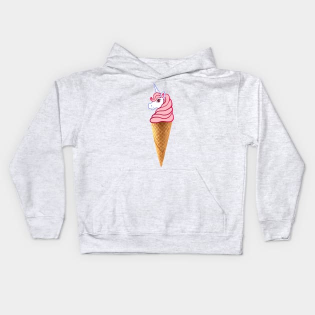 Magical Pink Unicone Ice Cream Kids Hoodie by Art by Deborah Camp